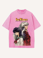 Inuyasha Print Round Neck T-shirt