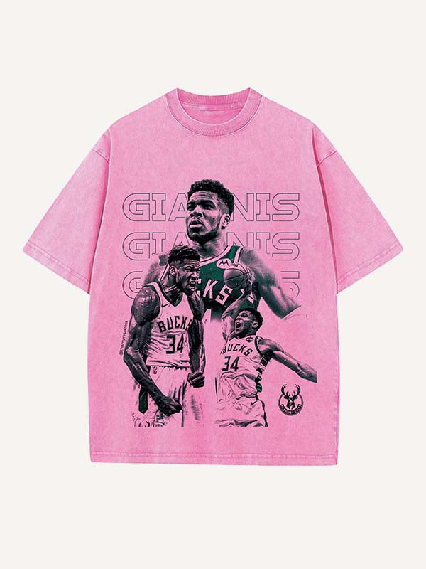 Giannis Antetokounmpo Print Round Neck T-shirt