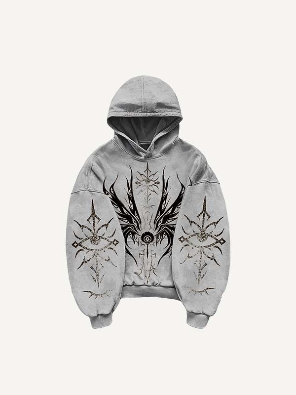 Eye&Wing&Graphic Print Slant Pockets Hoodie