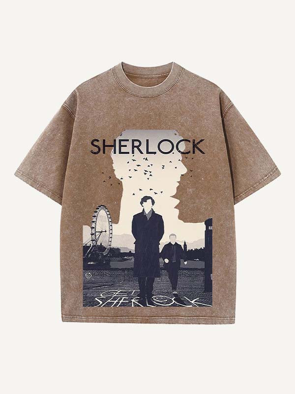 Sherlock Print Round Neck T-shirt