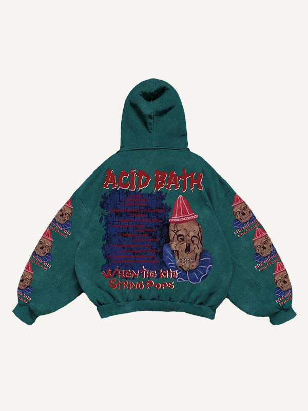 Skull&Joker&Letter Print Slant Pockets Hoodie