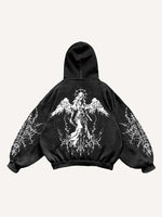 Figure&Wing Graphic Print Slant Pockets Hoodie