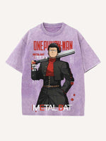 One-Punch Man Print Round Neck T-shirt