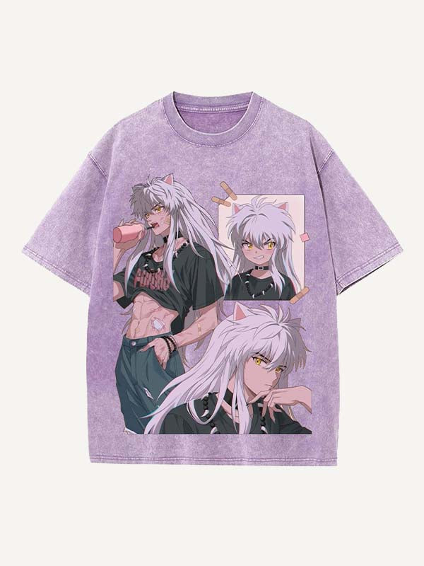 Inuyasha Print Round Neck T-shirt