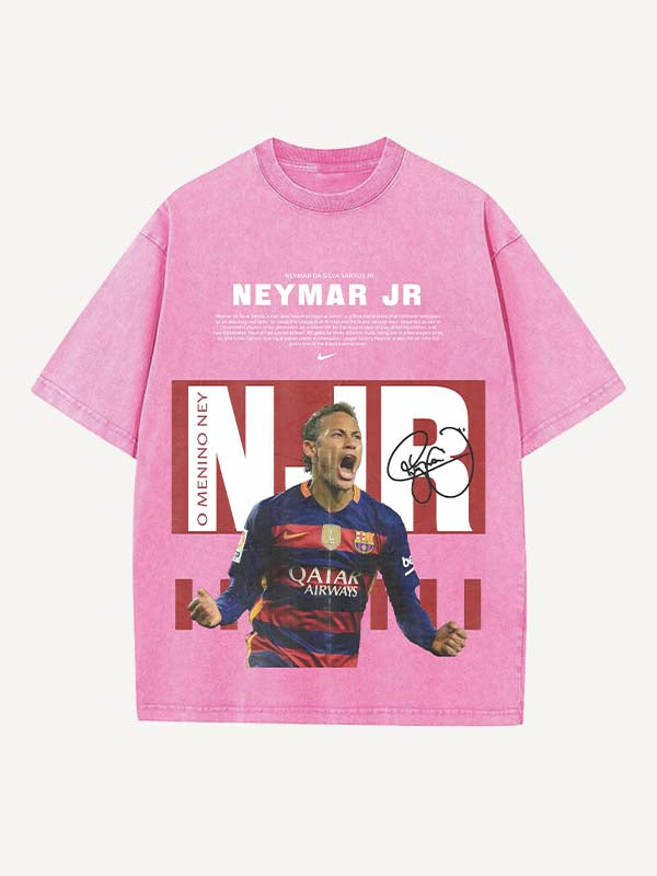 Neymar Print Round Neck T-shirt