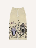 Figure&Graphic Print Elastic Waist Pants