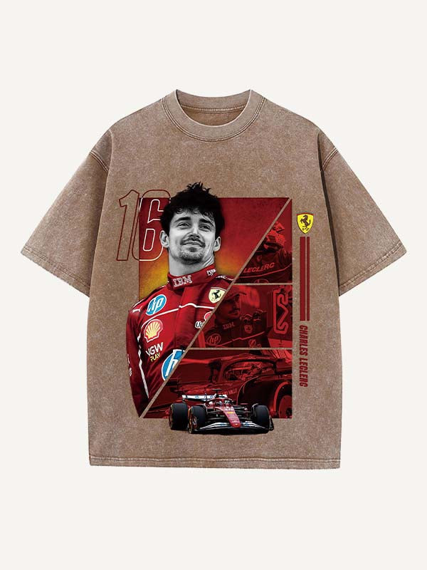 Charles Leclerc Print Round Neck T-shirt