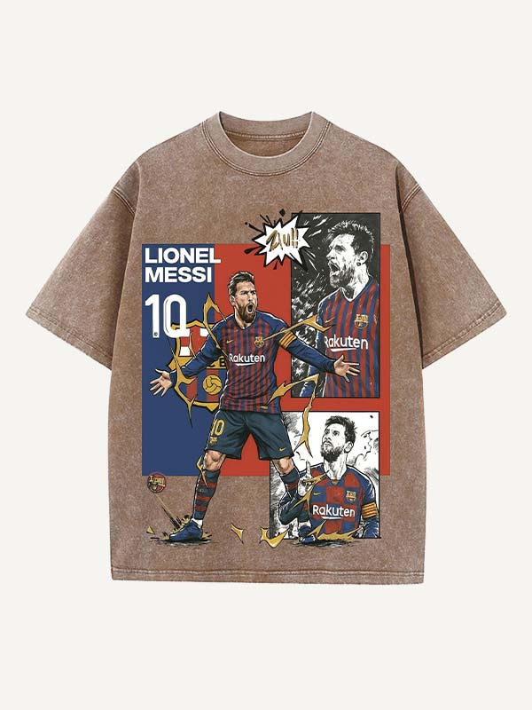 Lionel Messi Print Round Neck T-shirt