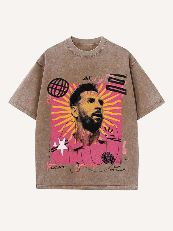 Lionel Messi Print Round Neck T-shirt