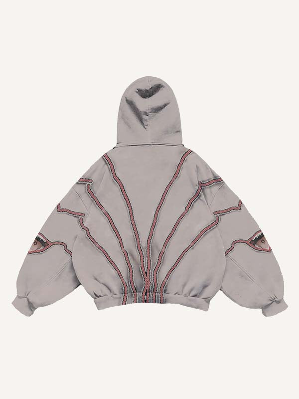 Eye&Tongue&Graphic Faux Decal Print Slant Pockets Hoodie