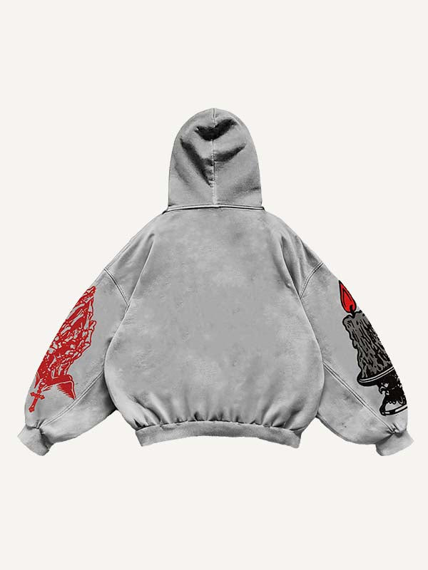 Angel&Pray&Cross&Wing&Letter&Graphic Print Slant Pockets Hoodie