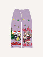 Christmas Horror Print Elastic Waist Pants