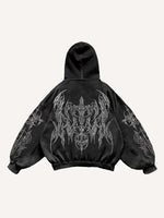 Wing&Cross Graphic Print Slant Pockets Hoodie