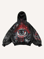 Eye&Graphic Print Slant Pockets Hoodie
