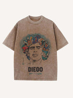 Diego Maradona Print Round Neck T-shirt