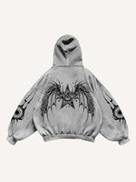 Star&Wing&Eyeball Print Slant Pockets Hoodie