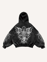 Figure&Wing Graphic Print Slant Pockets Hoodie