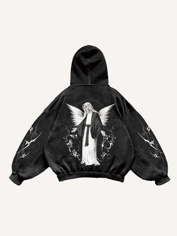 Figure&Wing Graphic Print Slant Pockets Hoodie