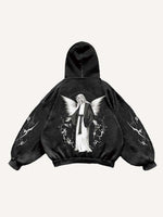 Figure&Wing Graphic Print Slant Pockets Hoodie