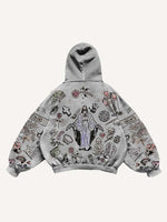 Figure&Graphic Print Slant Pockets Hoodie