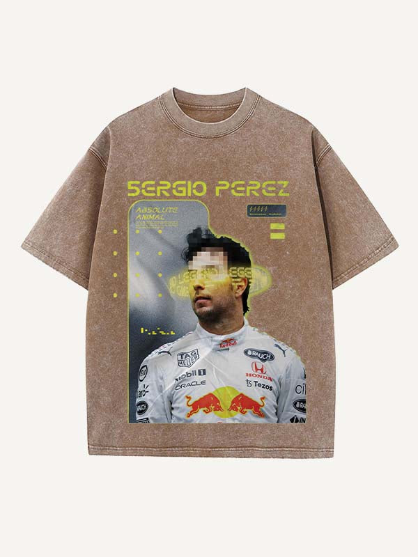 Sergio Perez Print Round Neck T-shirt