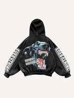 Animal&Letter Print Slant Pockets Hoodie