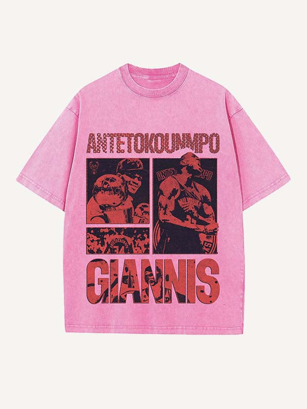 Giannis Antetokounmpo Print Round Neck T-shirt