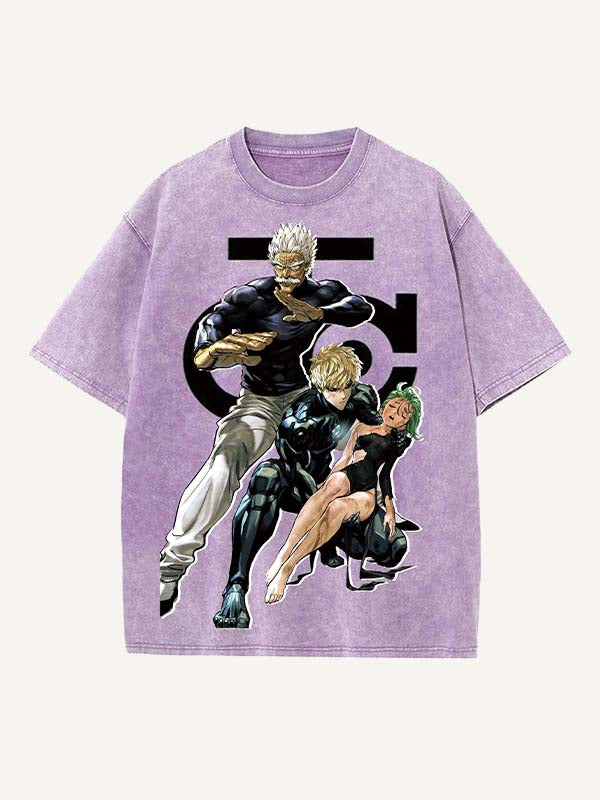 One-Punch Man Print Round Neck T-shirt