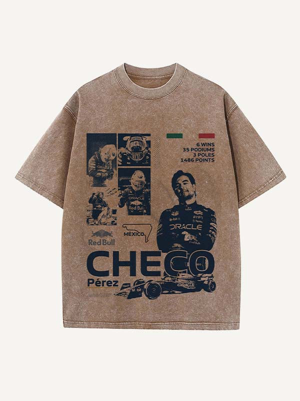 Sergio Perez Print Round Neck T-shirt
