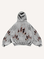Teeth&Lips&Graphic Print Slant Pockets Hoodie