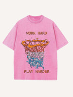 Basketball Aesthetic Print Round Neck T-shirt