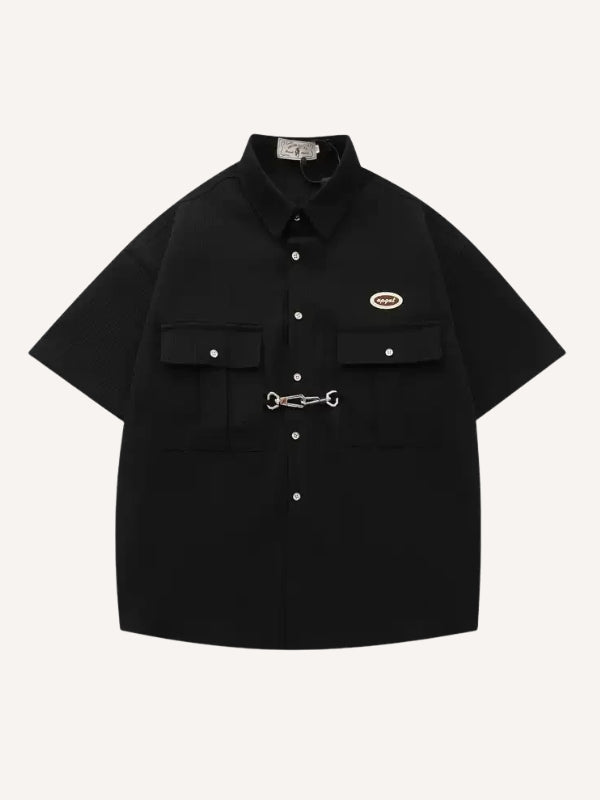 Solid Color College Style Shirt