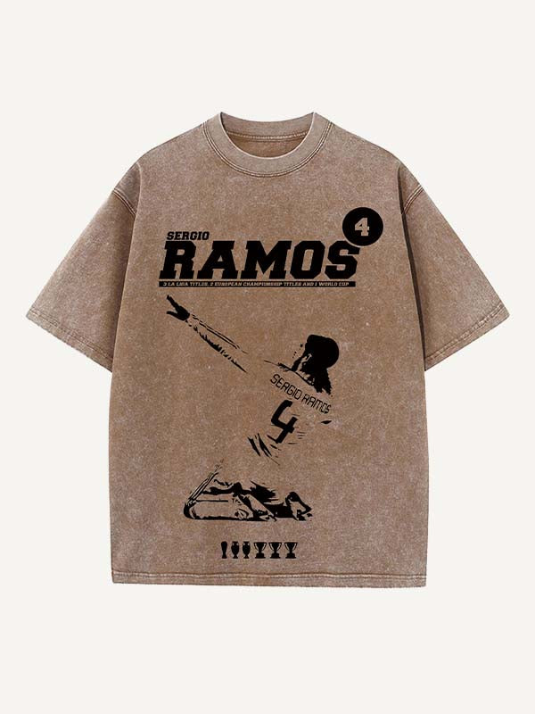 Sergio Ramos Print Round Neck T-shirt