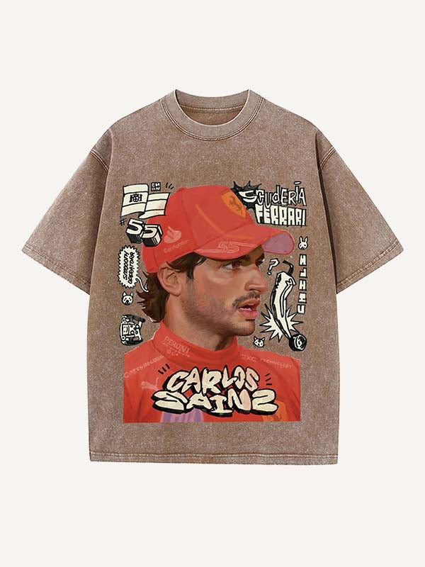 Carlos Sainz Print Round Neck T-shirt