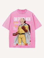 One-Punch Man Print Round Neck T-shirt