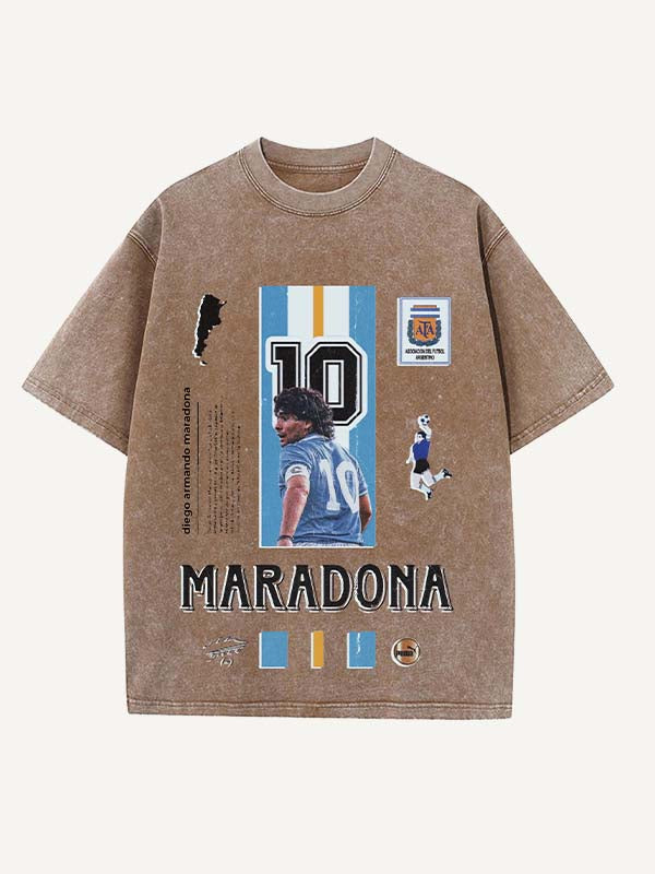 Diego Maradona Print Round Neck T-shirt
