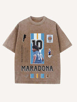 Diego Maradona Print Round Neck T-shirt