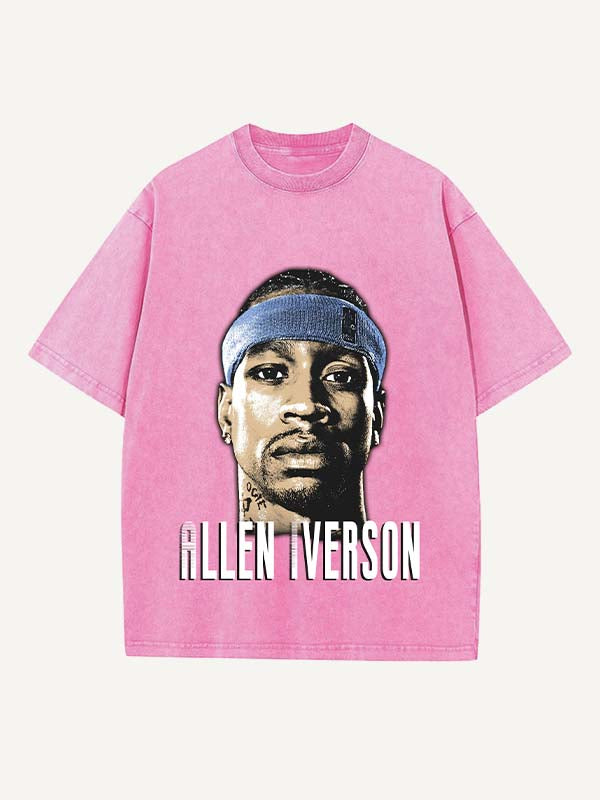 Allen Iverson Print Round Neck T-shirt