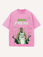 Giannis Antetokounmpo Print Round Neck T-shirt