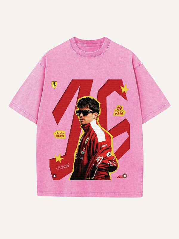 Charles Leclerc Print Round Neck T-shirt
