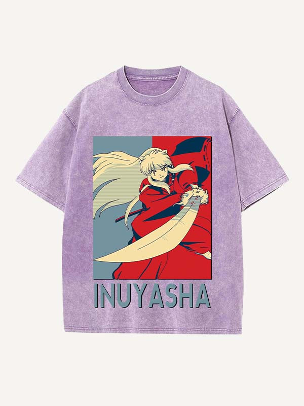 Inuyasha Print Round Neck T-shirt