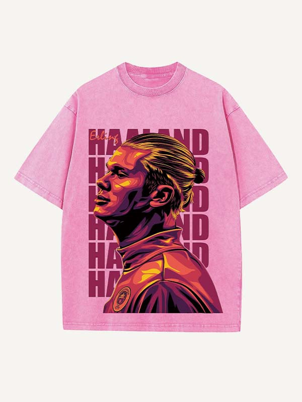 Erling Haaland Print Round Neck T-shirt