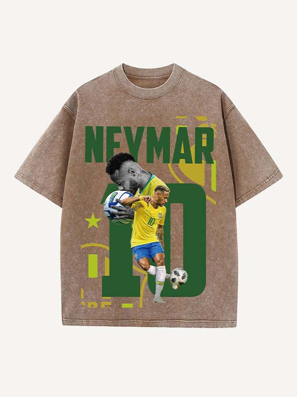 Neymar Print Round Neck T-shirt
