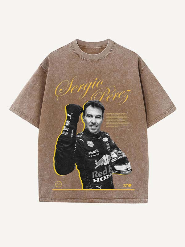 Sergio Perez Print Round Neck T-shirt