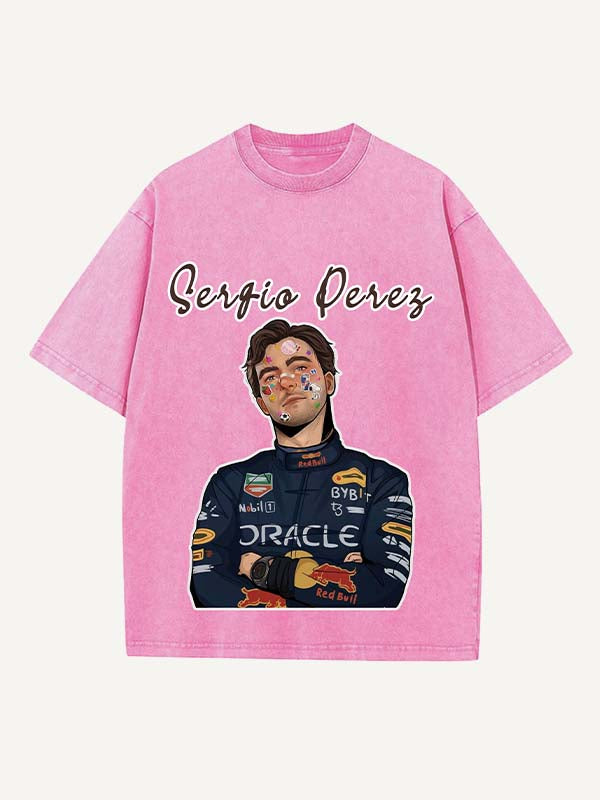 Sergio Perez Print Round Neck T-shirt