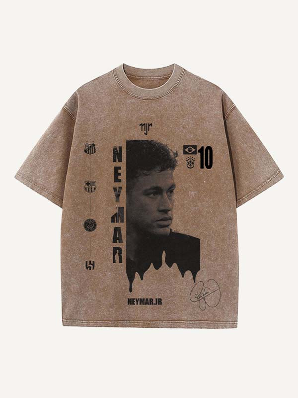 Neymar Print Round Neck T-shirt