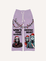 Christmas Horror Print Elastic Waist Pants