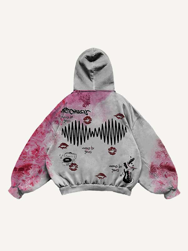 Colorblock Figure&Floral&Lips&Graphic Print Slant Pockets Hoodie