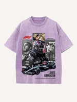 Lewis Hamilton Print Round Neck T-shirt