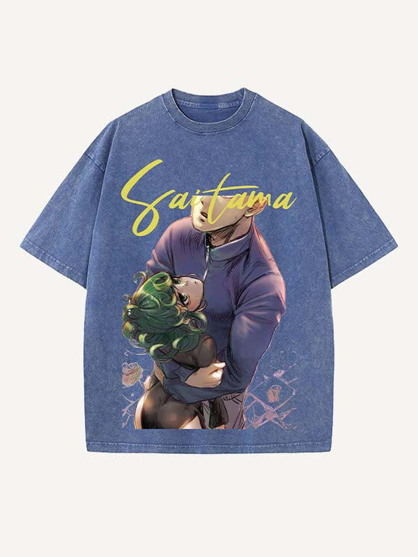 One-Punch Man Print Round Neck T-shirt